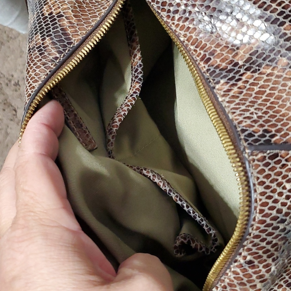 Gili python print leather large slouch shoulder b… - image 13